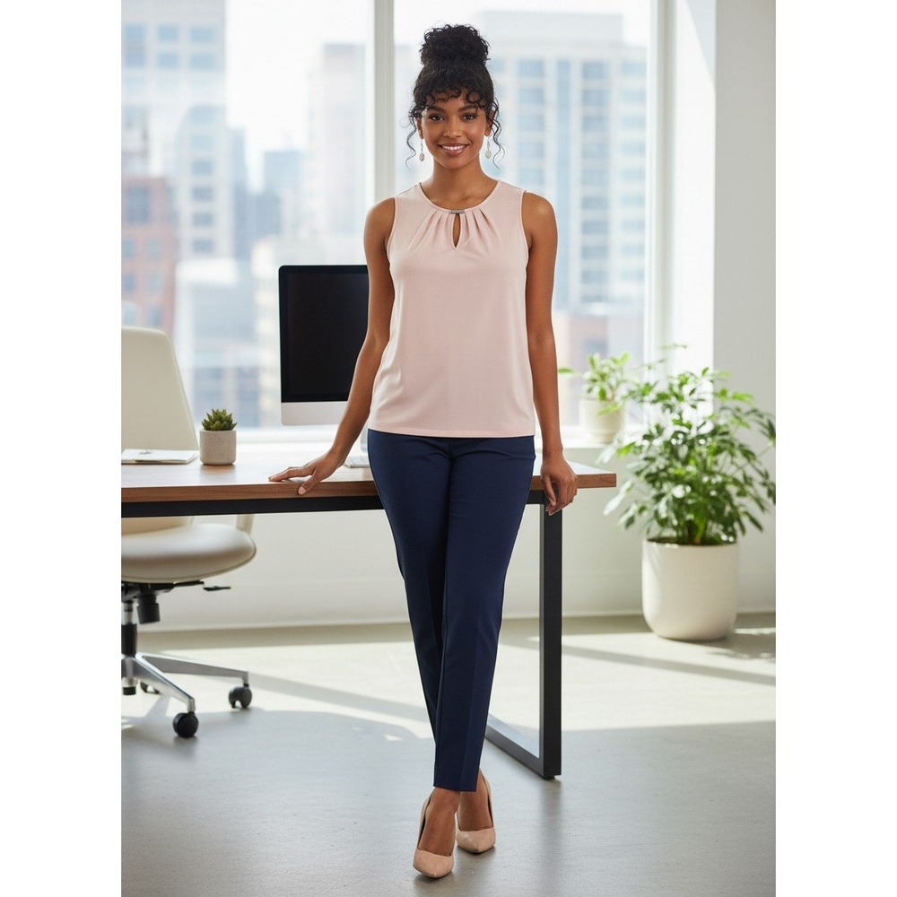 Ivanka Trump Blouse Women Large Pink Pleated Keyhole Sleeveless